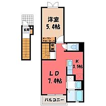 栃木県小山市城東7丁目（賃貸アパート1LDK・2階・41.26㎡） その2