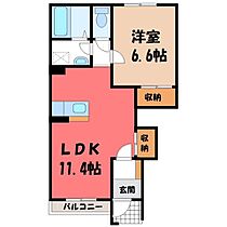 栃木県小山市大字粟宮（賃貸アパート1LDK・1階・44.52㎡） その2