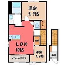 栃木県栃木市平柳町1丁目（賃貸アパート2LDK・2階・53.80㎡） その2