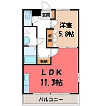 栃木県小山市神山2丁目（賃貸アパート1LDK・2階・44.00㎡） その2