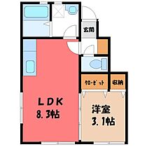 栃木県小山市若木町3丁目（賃貸アパート1LDK・1階・28.36㎡） その2