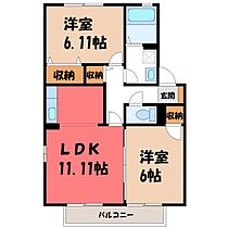 栃木県小山市神鳥谷5丁目（賃貸アパート2LDK・1階・53.76㎡） その2