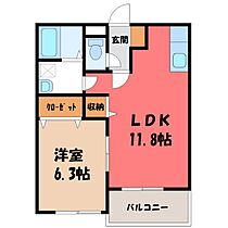 栃木県塩谷郡高根沢町大字宝積寺（賃貸マンション1LDK・1階・42.12㎡） その2