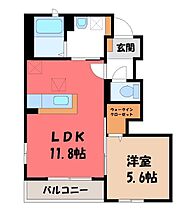 栃木県下野市大松山1丁目（賃貸アパート1LDK・1階・43.26㎡） その2