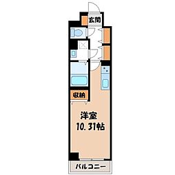 ラミューズ宇都宮 10階1Kの間取り
