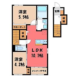 エトワール タケ 2階2LDKの間取り