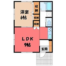 トーレンス 1階1LDKの間取り