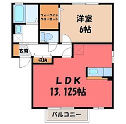 ディアクレスト F 2階1LDKの間取り