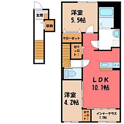 仮）スターテラス II千駄塚 2階2LDKの間取り