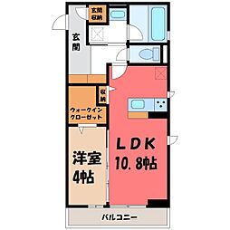 ルアナ 2階1LDKの間取り