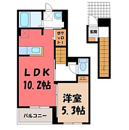 マルベリー 2階1LDKの間取り