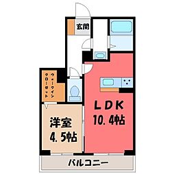 シャーメゾンしずか 1階1LDKの間取り