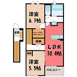 アンフィニ 2階2LDKの間取り