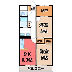 宇都宮昭和ビル IV 1階2SDKの間取り