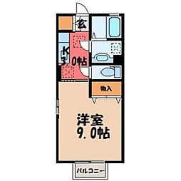 デジール II 2階1Kの間取り