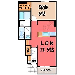 パール長田 C 1階1LDKの間取り