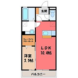 ロータス フローラ A 3階1LDKの間取り