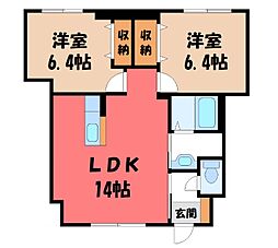 リジエール 1階2LDKの間取り