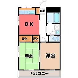 ハイツウェストタウン 2DKの間取図画像