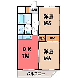 レジデンス滝の原1 2DKの間取図画像