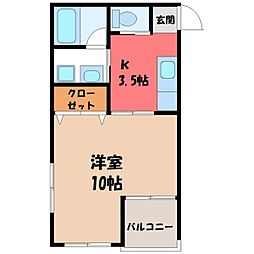 トレジャーハウス 1Kの間取図画像