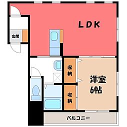 ハーネス戸祭 1LDKの間取図画像