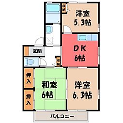 ハーモニー今泉 3DKの間取図画像