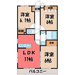 ハイツ・アムール 3LDKの間取図画像
