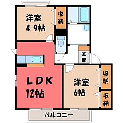 メゾン・ラムールA 2LDKの間取図画像