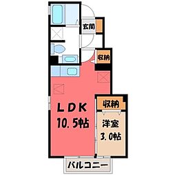 メゾン・ドウ・ルナB 1DKの間取図画像