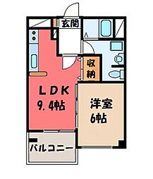 カルム竹林 1LDKの間取図画像