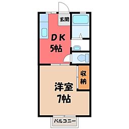 パナハイツA 1DKの間取図画像