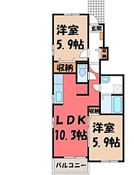 ヒルトンバイア 2LDKの間取図画像