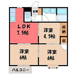 アビーロードA 3DKの間取図画像