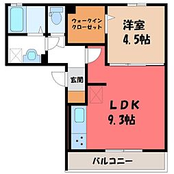 ロータス宇都宮 1LDKの間取図画像