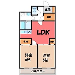 南晒屋コーポ 2LDKの間取図画像