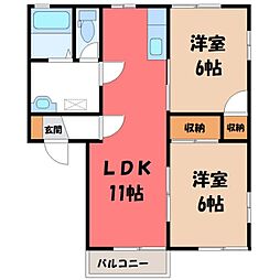 フレッシュ・コーポイースト 2LDKの間取図画像