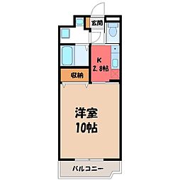 グリーンシャトリエ2 1Kの間取図画像