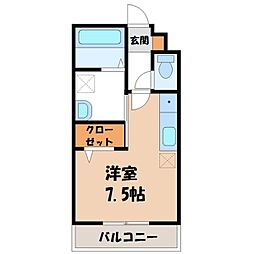 戸祭ヴィラージュ ワンルームの間取図画像