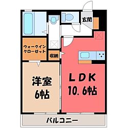 シャトード新 1LDKの間取図画像