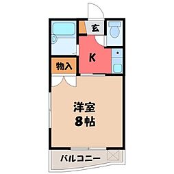 峰ヶ丘ハイツ 1Kの間取図画像