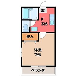 プラース宝木 1Kの間取図画像