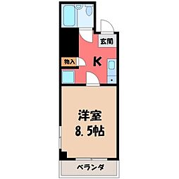 ランドパレス宇都宮平成通り 1Kの間取図画像