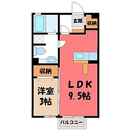 エスポワール川田B 1LDKの間取図画像