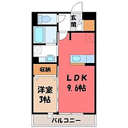 クレストコートA 1LDKの間取図画像