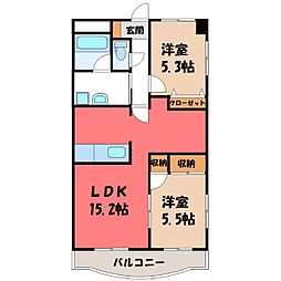 ルネス・レガート 2LDKの間取図画像