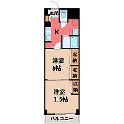 プレステージ宇都宮 2Kの間取図画像