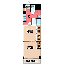 プレステージ宇都宮 2Kの間取図画像