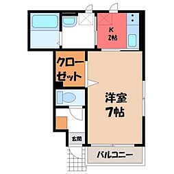 クレメント 1Kの間取図画像