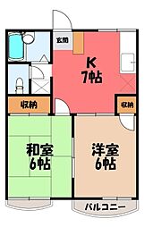 グリーンコーポ1 2DKの間取図画像